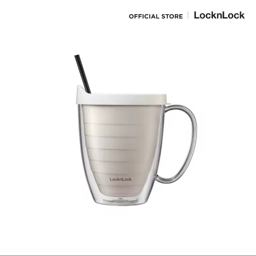LocknLock แท้ แก้วน้ำพลาสติก 2 ชั้น Double Wall Cold Cup ความจุ 360 ml.