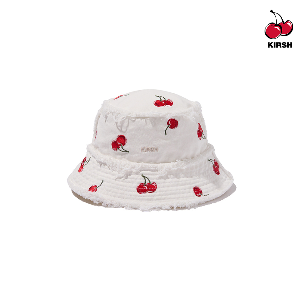 KIRSH - DEWY CHERRY EMBROIDERY BUCKET HAT (White)