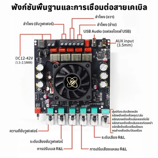 pcbfun XY-HT21MAX บอร์ดแอมป์ Bluetooth 2.1 Ch TPA3223 200W+200W+400W 12-42V ปรับเบส รองรับแอป สำหรับรถ บ้าน