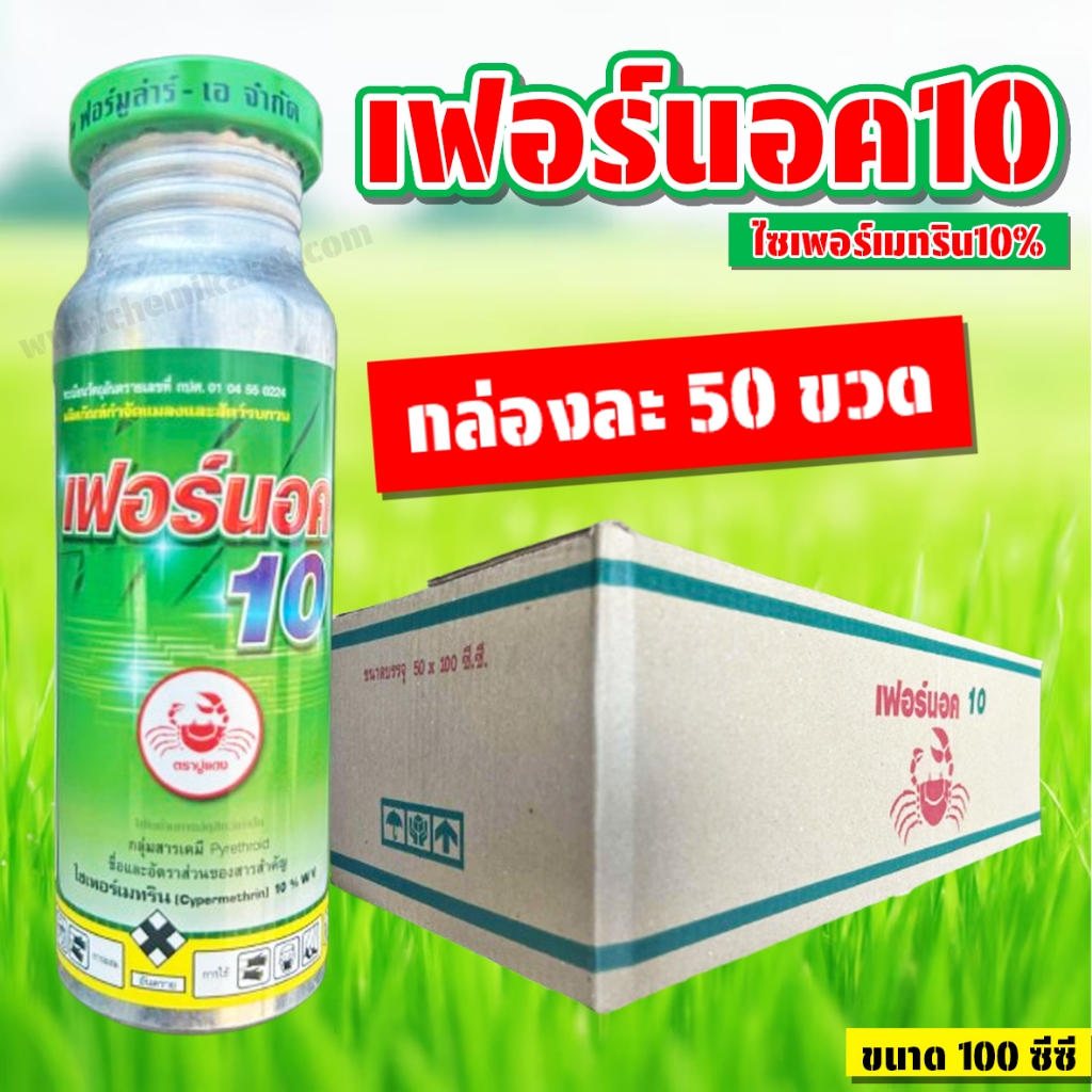 (กล่อง50ขวด) เฟอร์นอค10 (ไซเปอร์เมทริน10%) ขนาด 100 ซีซี สารกำจัดมด แมลงคลาน เห็บ หมัด ปลวก