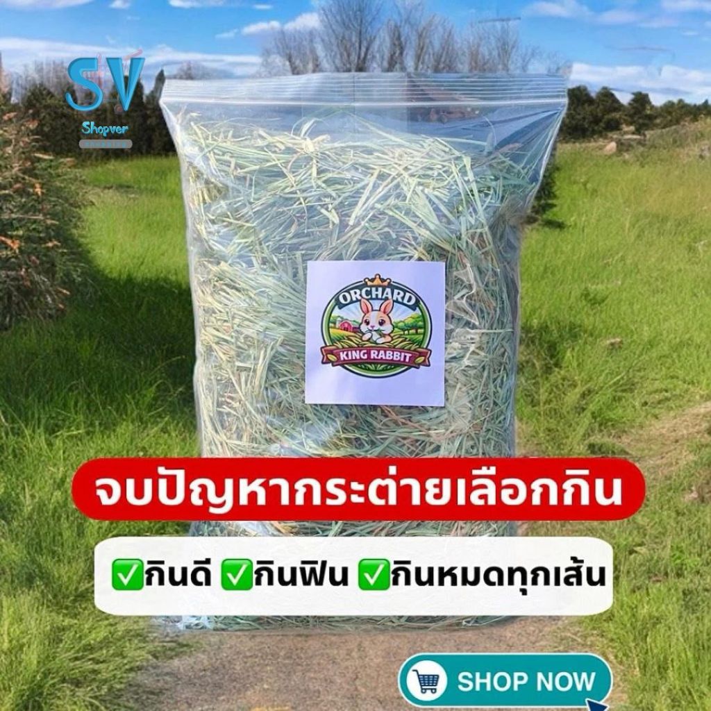 Orchard Hay หญ้าออชาร์ด 1 kg ร่อนฝุ่น หญ้าหวาน เส้นนุ่ม ใบเยอะ กินง่าย ไฟเบอร์สูง