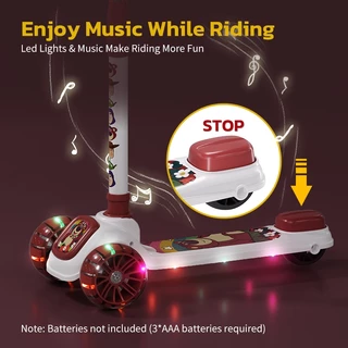 Disney Kids Scooter สกู๊ตเตอร์เด็ก นั่งได้ยืนได้ พับได้ ปรับความสูงได้ ล้อใหญ่มีไฟแฟลช มีเพลง แข็งแรง ของเล่นเด็ก 2-6ขวบ