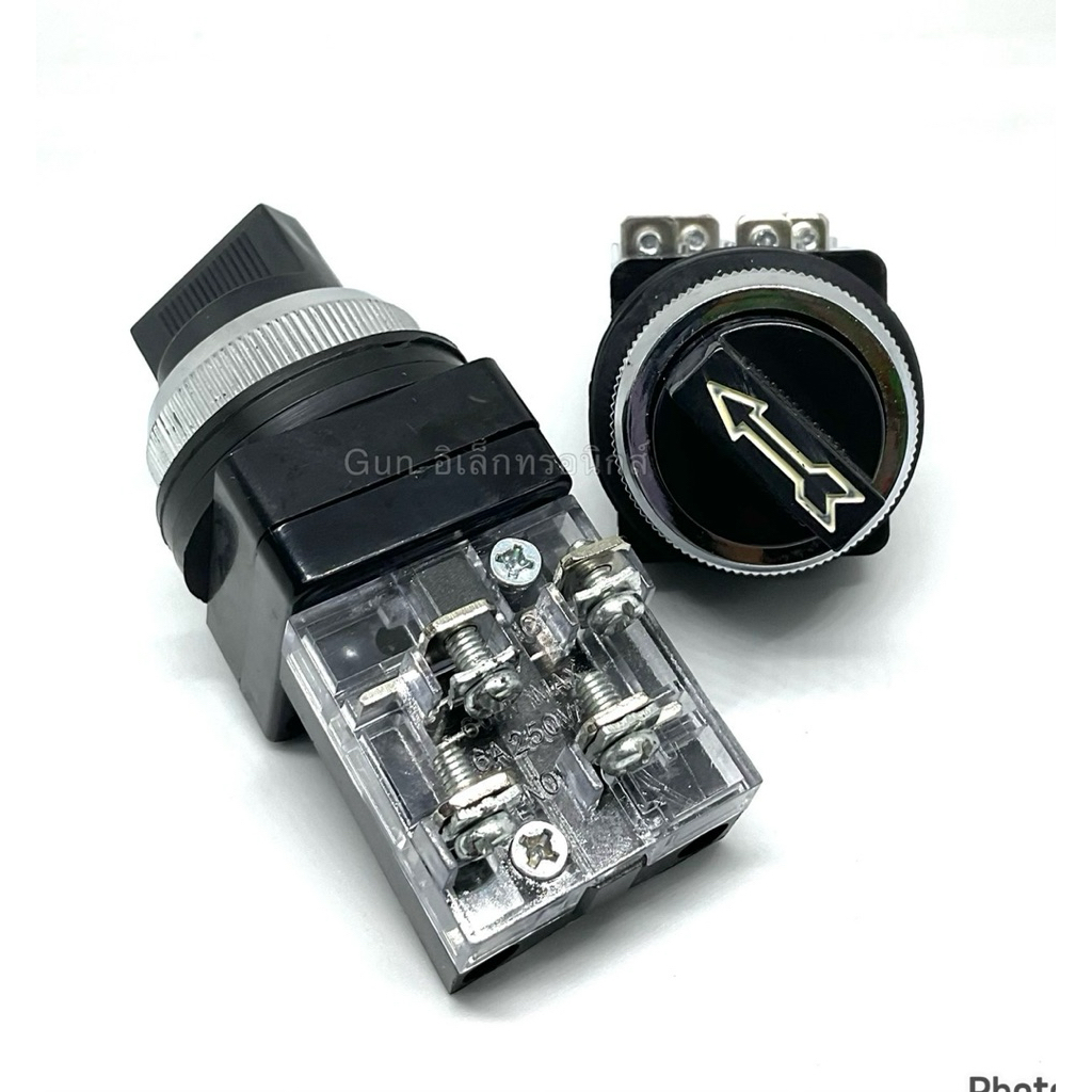 สวิตช์บิด ลูกศร คอ30มิล  Switch ON-OFF/ON-OFF-ON สีดำ พร้อมส่งแ