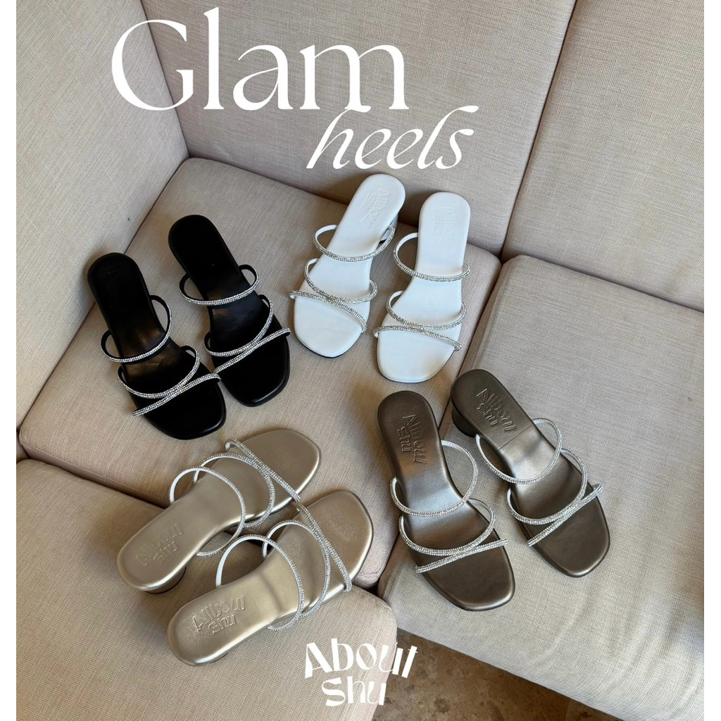 รองเท้าส้นสูง Allbout.shu รุ่น Glam เส้นเพชรงานดี งานเนี๊ยบ ใส่สวยแมทซ์ง่าย | สูง 1.5 นิ้ว เดินง่าย แถมนุ่มมากก (As-26)