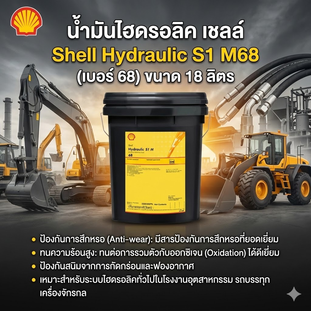 น้ำมันไฮดรอลิค เชลล์ เบอร์ 68 ขนาด 18 ลิตร HY SHELL