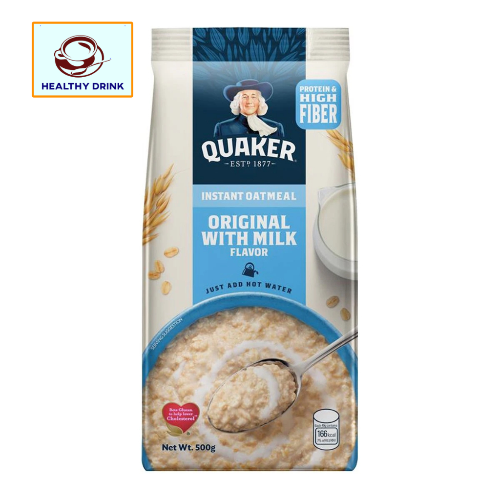 QUAKER เควกเกอร์ ซีเรียล ข้าวโอ๊ต ข้าวโอ๊ตปรุงสำเร็จรสนม 500 กรัม