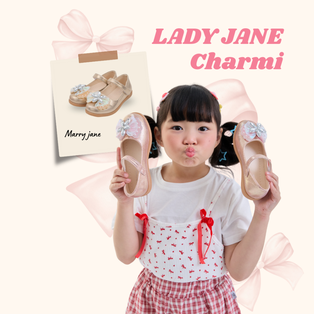 LADY JANE - CHARMI รองเท้าทรง MARY JANE เด็กผู้หญิงโบว์ปักเพชรไซซ์ 26-30