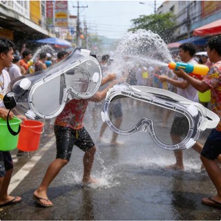พร้อมส่ง🚀แว่นสงกรานต์ Songkran glasses กันน้ำ กันลม กันแดดแฟชั่นสายเกาต้องมี!