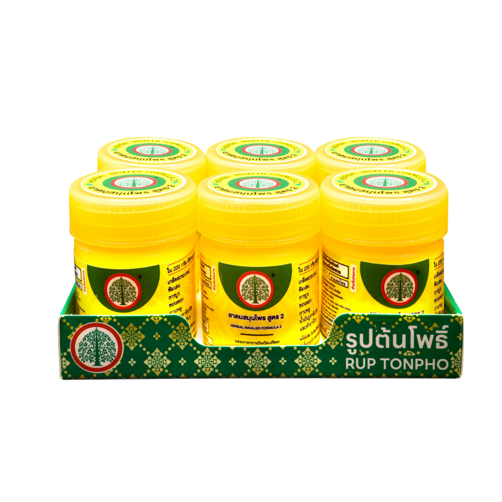 Rup Tonpho Brand(ยาดมสมุนไพร สูตร2 ตรารูปต้นโพธิ์10g)1แพ็ค*6ขวด บรรเทาอาการวิงเวียนศีรษะ,หน้ามืด