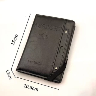 ผู้หญิงผู้ชาย RFID Vintage ธุรกิจหนังสือเดินทางครอบคลุมผู้ถือ Multi-Function ID Bank การ์ดกระเป๋าสตางค์หนังอุปกรณ์เสริมท
