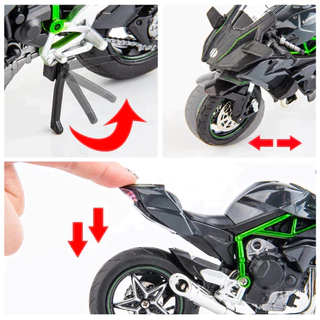 【24H COD】KAWASAKI 1:18 H2R อัลลอยด์มอเตอร์ไซค์ ของเล่นเด็ก/ของสะสม วัสดุโลหะผสม+ฐานแท่น+กล่องบรรจุ รถของเล่น