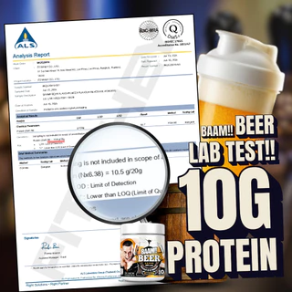 BAAM WHEY PROTEIN BEER FLAVOUR 10 SERVINGS ZERO ALCOHOL เวย์โปรตีนรสเบียร์แอลกอฮอล์ 0% โปรตีนสูง 10 กรัม
