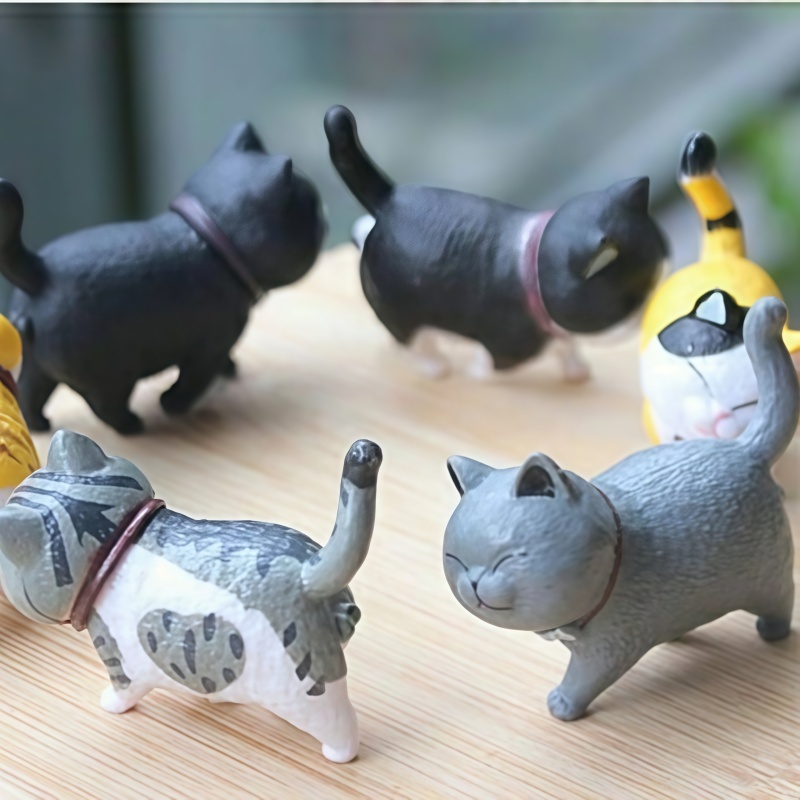 โมเดลแมวน่ารัก ฟิกเกอร์แมว art toy รูปแมวอ้วนน่ารัก ขนาดเล็ก สําหรับตกแต่งบ้าน และสวน 18 ชิ้น - รูปที่ 6
