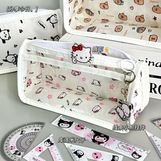 L338 กระเป๋าดินสอ กระเป๋าเครื่องสำอางค์คิตตี้แบบใส พร้อมส่งจากไทย