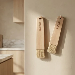แปรงปัดเตาอบ / เตาวาฟเฟิล ด้ามไม้แท้ ขนสัตว์แท้ | Cleaning Brush สำหรับร้านเบเกอรี่ คาเฟ่ ใช้งานมืออาชีพ