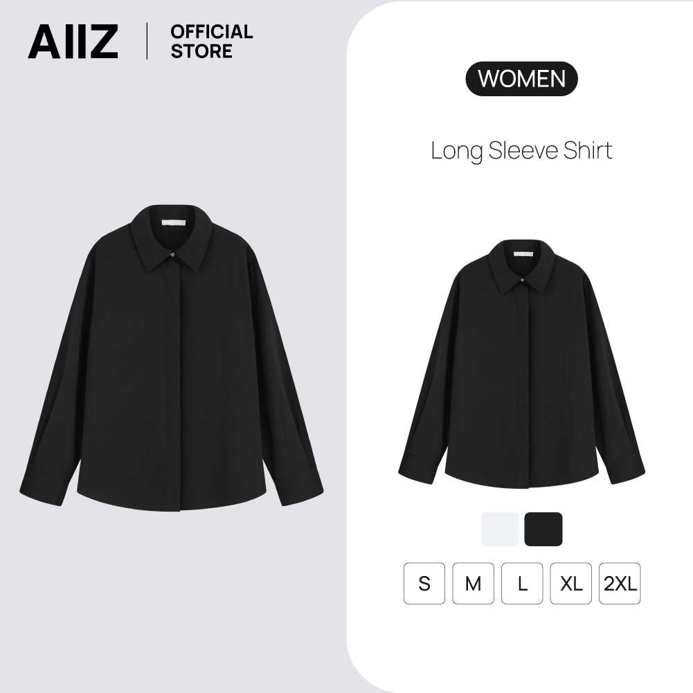 AIIZ เสื้อเชิ้ตผู้หญิงแขนยาวสีพื้น AIIZ Women's Long Sleeve Shirt