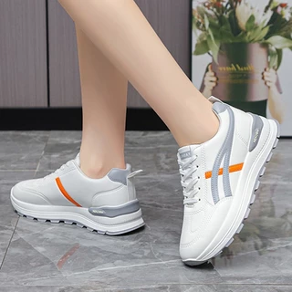 YaaKu รองเท้าผู้หญิงสปอร์ตสีขาว เทา/น้ำตาล แฟชั่นสตรีท เบาไม่เหนื่อย ราคาถูก ใส่สบาย ไซส์35-41