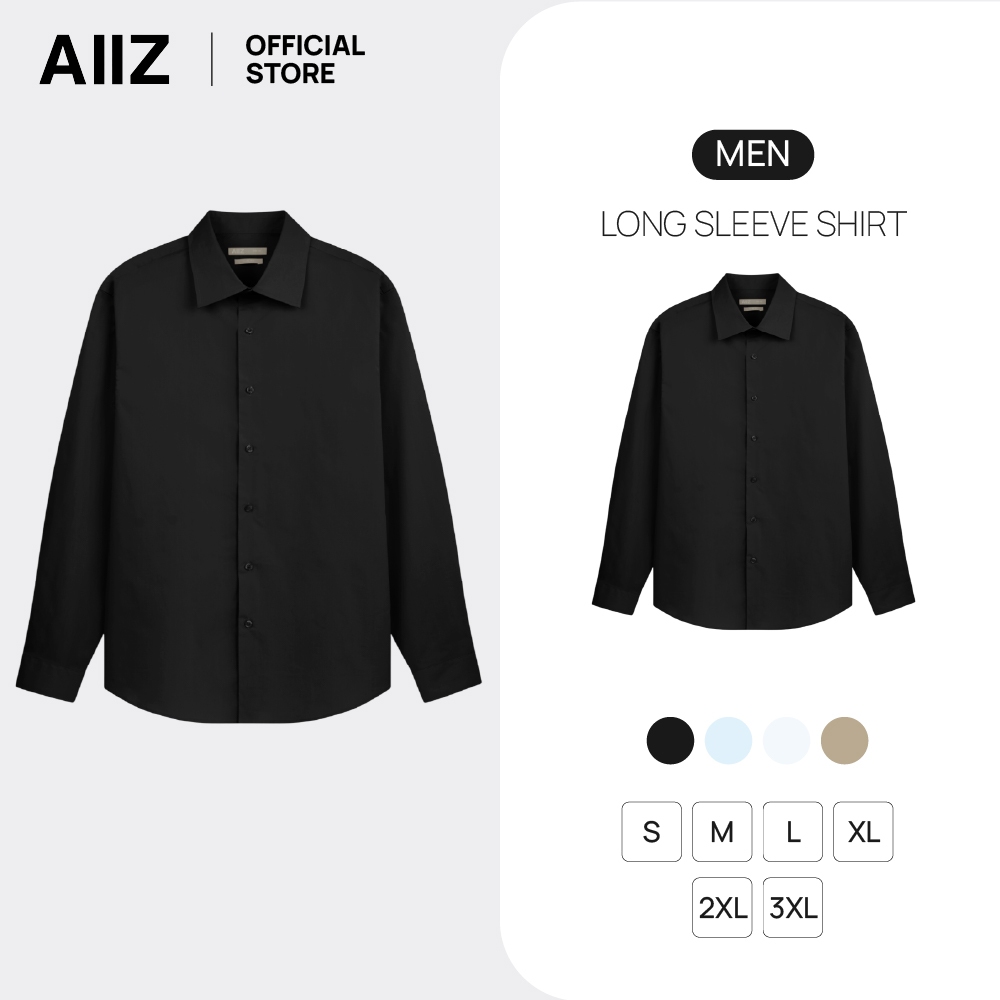 AIIZ เสื้อเชิ้ตผู้ชายแขนยาวสีพื้น AIIZ Men's Long Sleeve Shirt