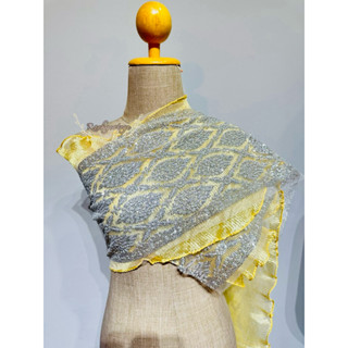 สไบ นางงาม ประกวด กากเพชร โปร่ง สีเงิน 3 เมตร