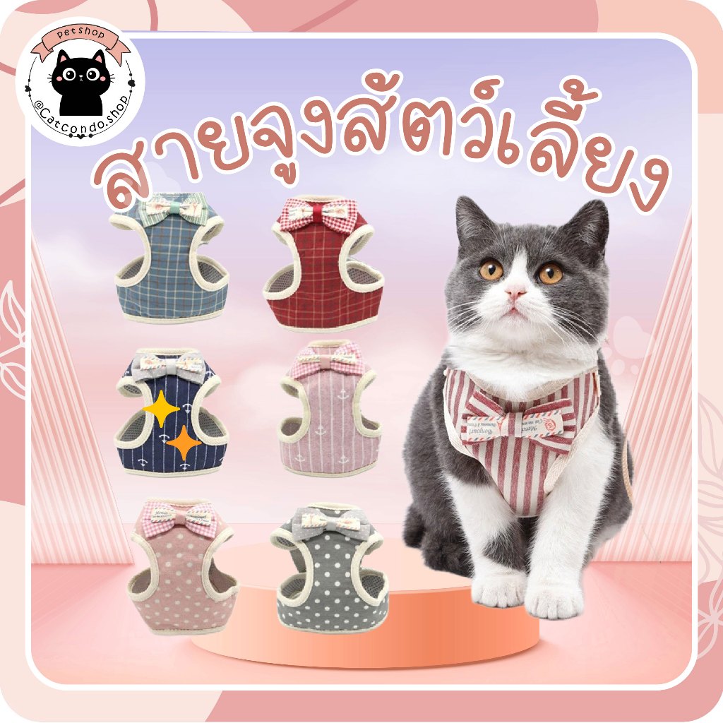🌵 เสื้อรัดอก สายจูงสัตว์เลี้ยง สายจูงแมวรัดอก จูงหมา สําหรับสัตว์เลี้ยง สุนัข แมว กระต่าย ขนาดเล็ก เสื้อจูงแมว 🌵