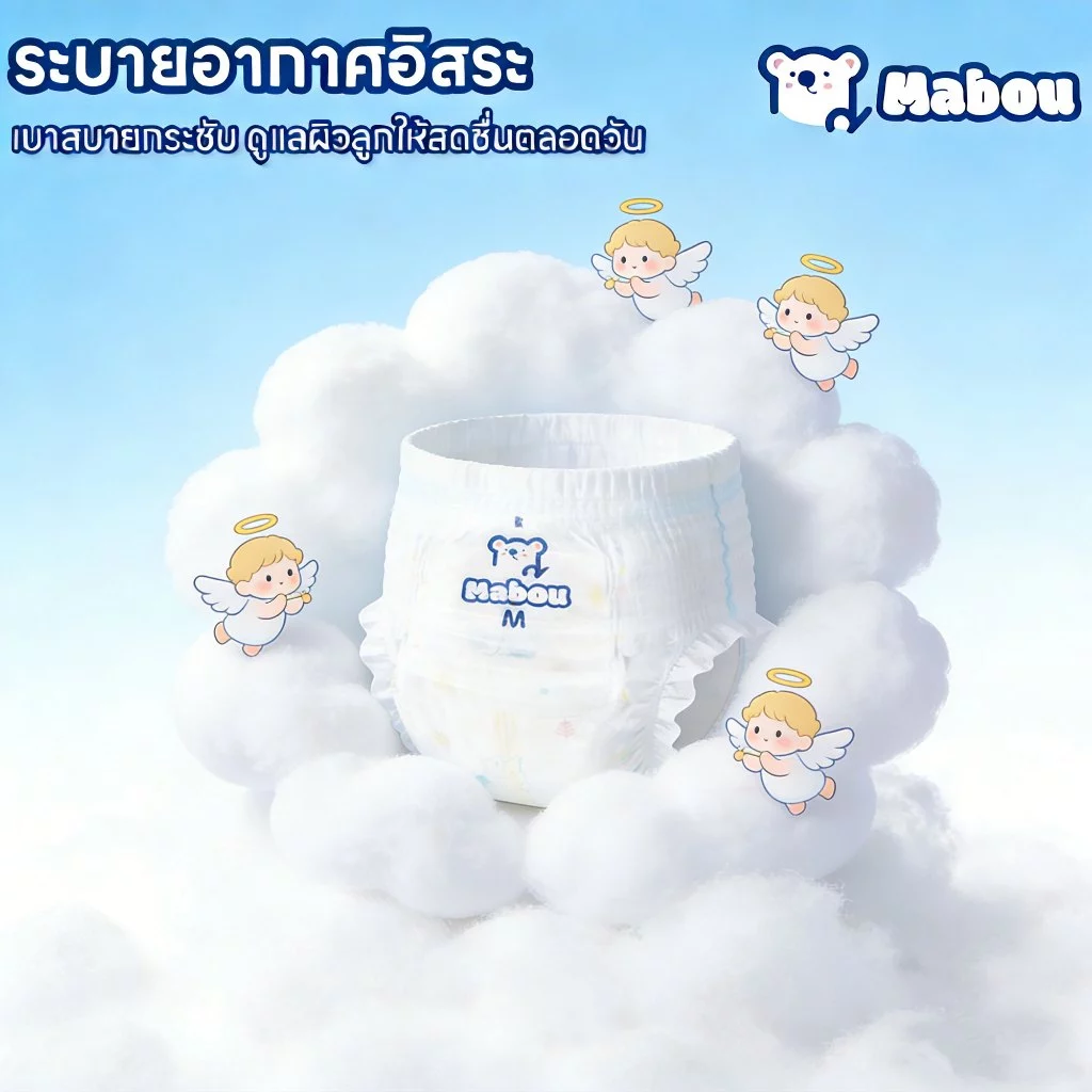 Mabou แพมเพิส แพมเพิสเด็ก 50ชิ้น นุ่ม ใส่สบาย NB-4XL BABY Diaper Pant ผ้าอ้อม แพมเพิสเด็กแรกเกิด แบบเทป แพมเพิสเด็ก COD thumbnail 5