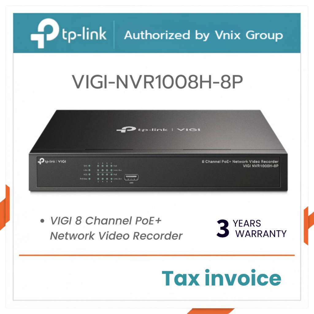 VIGI NVR1008H-8P เครื่องบันทึก TP-Link 8 Channel PoE+ Network Video Recorder By Vnix Group