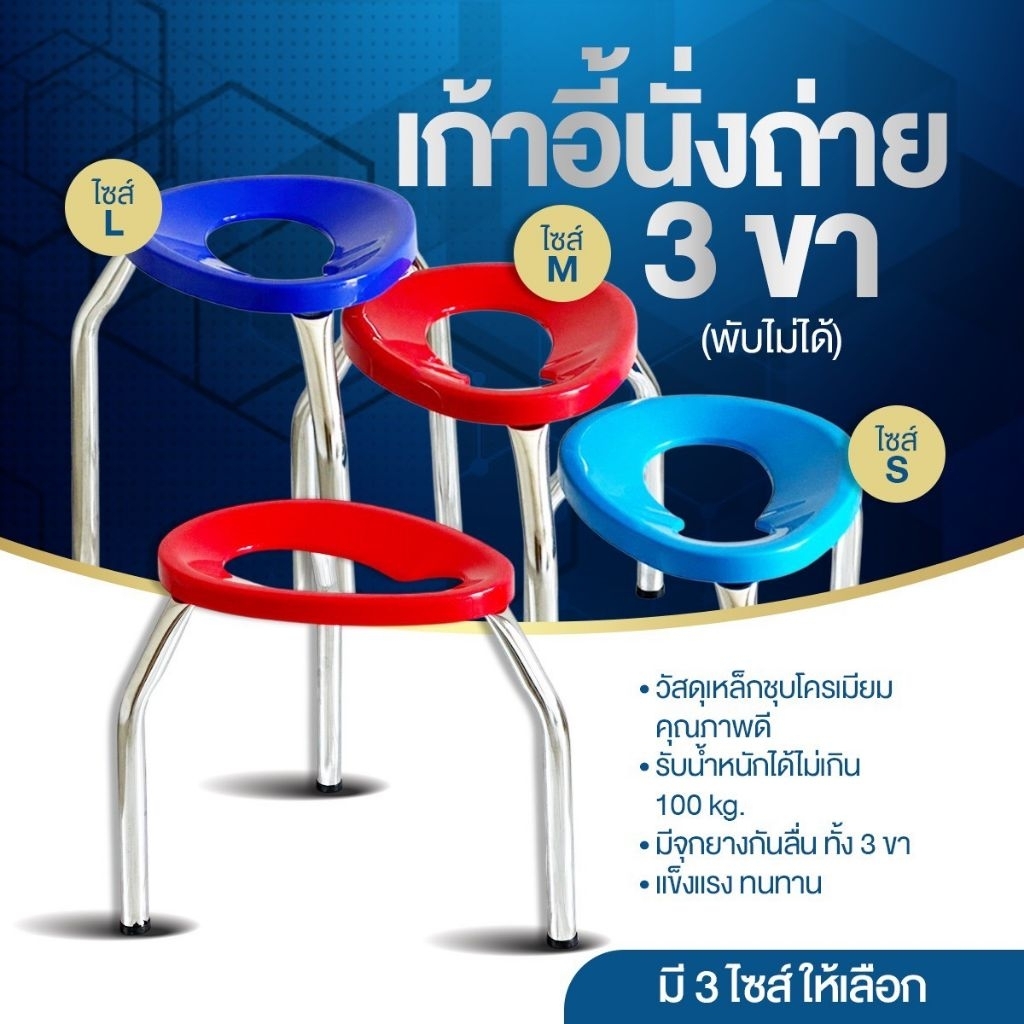 เก้าอี้นั่งถ่ายสามขา เก้าอี้สุขภัณฑ์ครอบโถส้วมผู้สูงอายุและผู้ป่วย