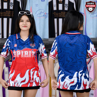 HARU เสื้อกีฬาคอปก ลายไฟสุดเท่ห์ ผ้ายับยาก แห้งไว ใส่สบายทุกกิจกรรม [ส่งฟรี | จากโรงงานไทย]