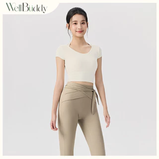 [New in] WellBuddy สปอร์ตบราแขนสั้น ผ้าร่อง เสื้อโยคะ เสื้อออกกำลังกายแขนสั้น เสื้อพิลาทิส (Lunar Ribbed Top)
