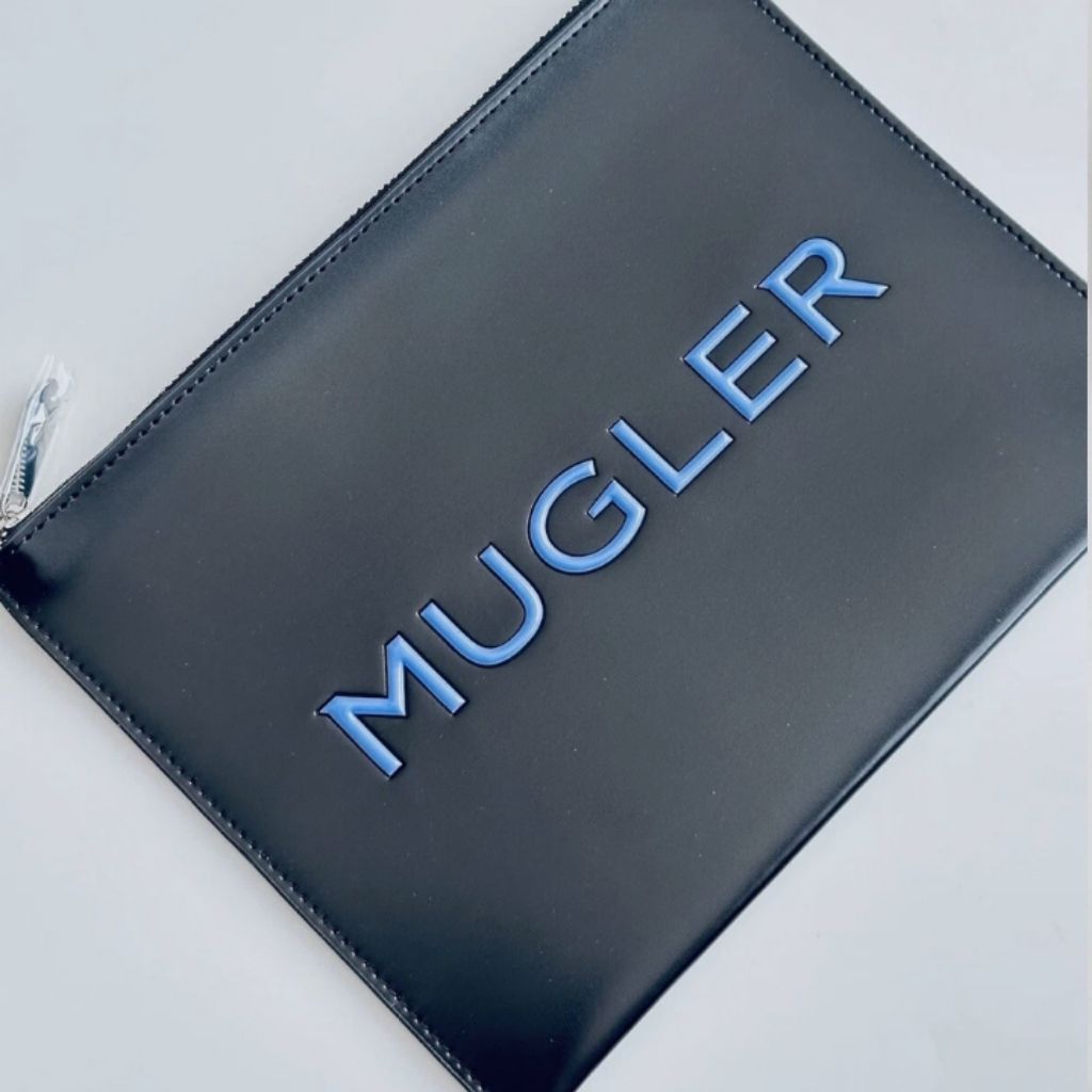 MUGLER Cosmetic Pouch Bag - Limited Edition - Faux Leather (Black)