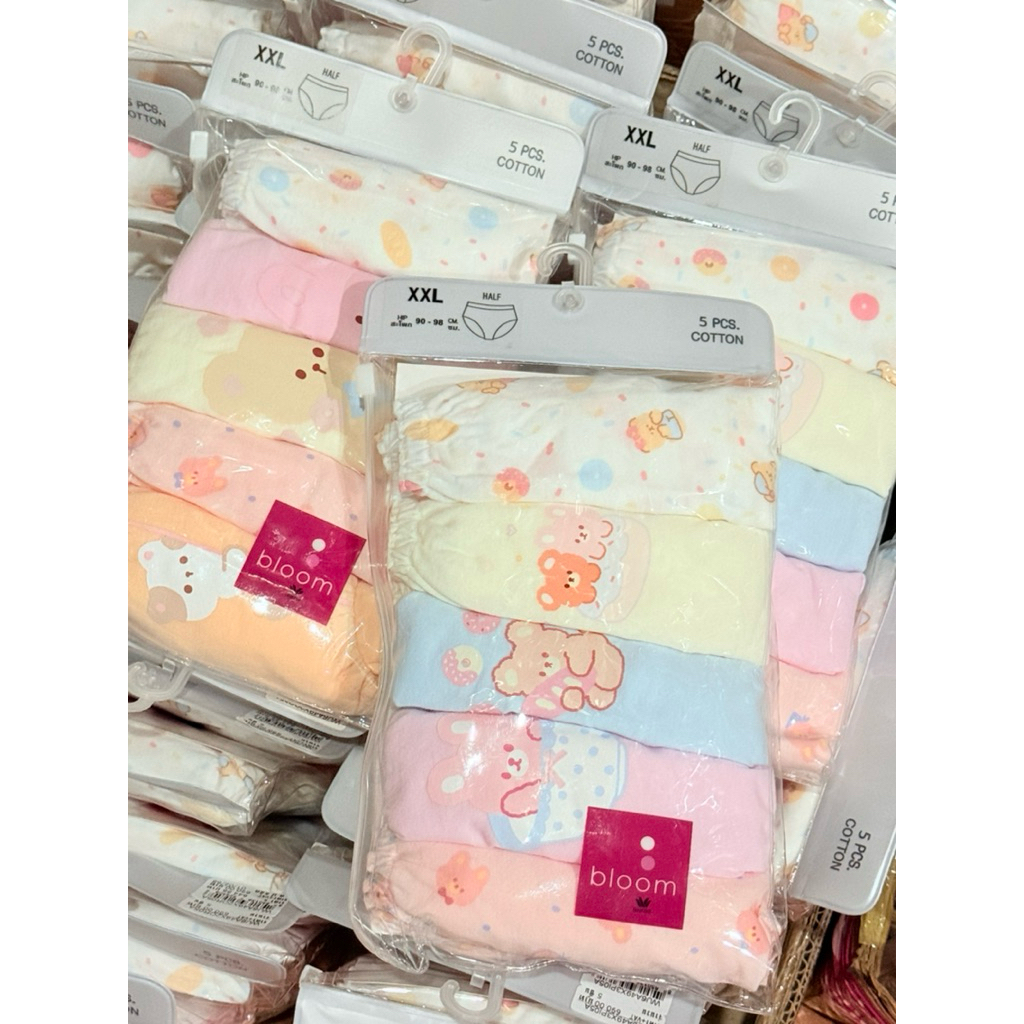 ร้านคละแบบ คละลาย Wacoal Bloom Panty Cotton Half กางเกงในสำหรับเด็ก Pack 5 ตัว รุ่น WU6A46 กางเกงในร้อยยาง คละแบบ