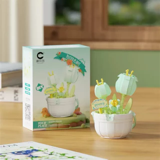 พร้อมส่งในไทย 🚚 ตัวต่อนาโนดอกไม้ กระถางดอกไม้จิ๋ว ของแต่งโต๊ะ DIY Flower - Mini Potted Plant Puzzle Building Blocks