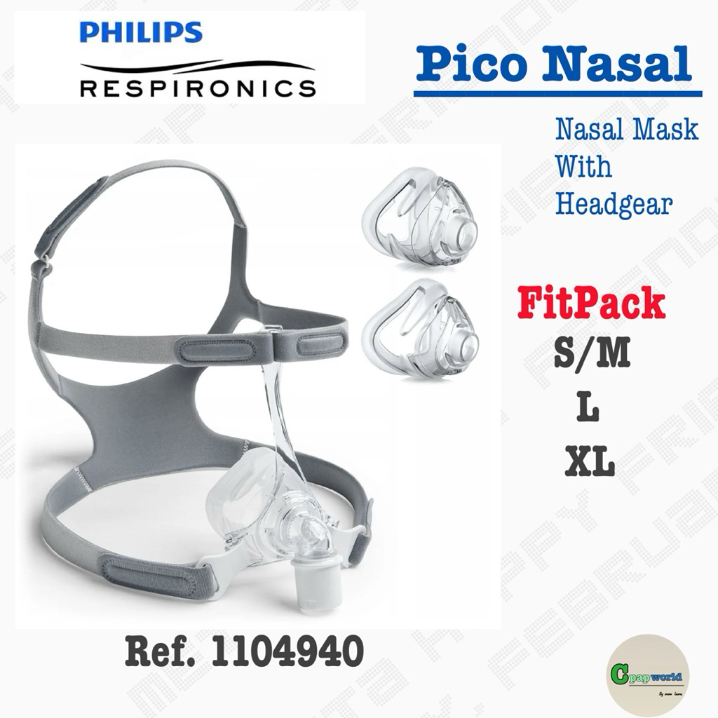 Philips Pico Nasal (ของแท้) + Headgear ครบเซ็ต [Treditional Nasal Mask]