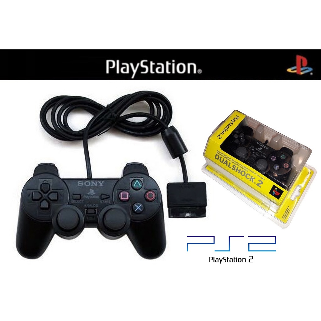 จอยเกม PS2 เครื่อง Playstation 2 ของใหม่ งานคุณภาพดี ปุ่มกดเด้ง สั่นได้ สายยาว 1.5 เมตร พร้อมส่งจากไทย