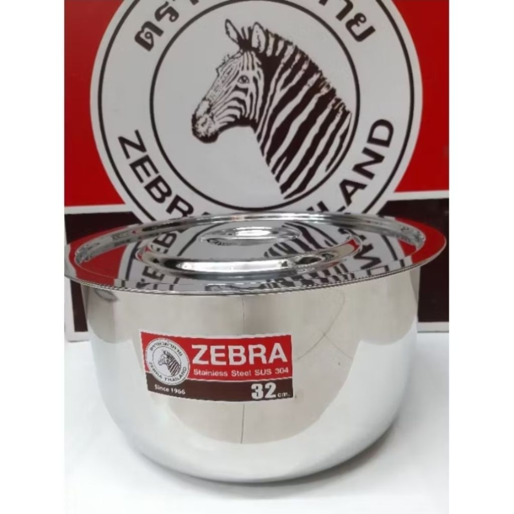 Zebra หม้อแขก 32ซม.ตราหัวม้าลาย หม้อไม่มีหูสแตนเลส