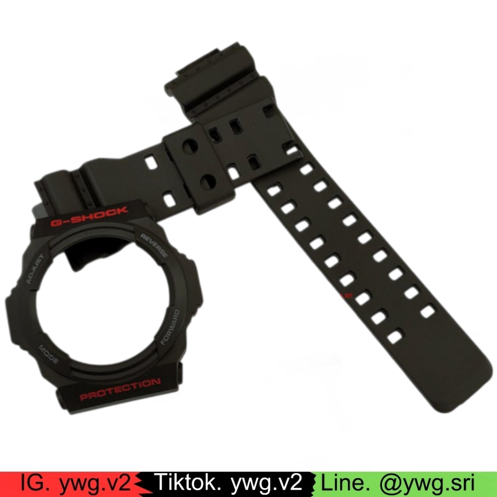 กรอบสาย G-SHOCK แท้ สีดำด้านฟอนต์แดงสลับเทา(สาย2รู) ใส่ได้รับรุ่น GA-150 ,GA-300 ,GA-310 สายนาฬิกาข้