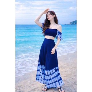 ชุดเซตมัดย้อม2ชิ้นสีครามสดใส สวยๆจ้า มีทั้งสาวตัวเล็กสวยอวบ …