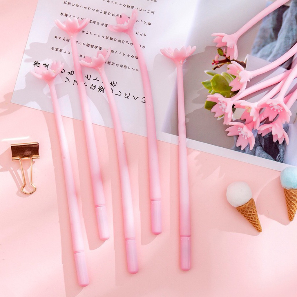 ปากกาดอกไม้ซากุระ สีดำ ปากกาเจล เขียนลื่น