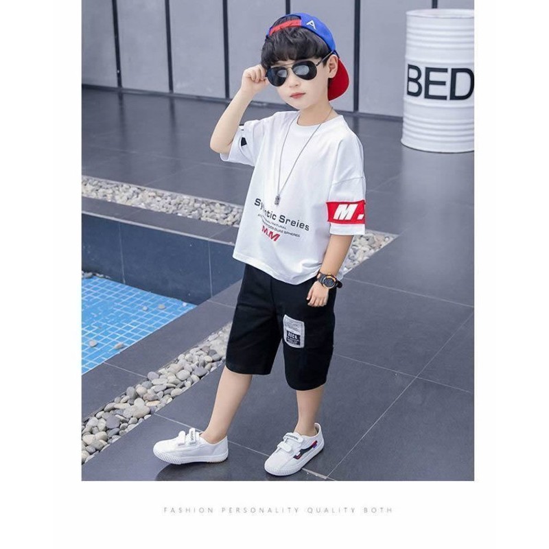 （เสื้อผ้า + กางเกง）ฤดูร้อนเด็กชายแขนสั้นสูท 2026 ใหม่เด็กกางเกงคาปรีบางขนาดกลางขนาดใหญ่เด็กสองชิ้นชุดเกาหลี ราคา ถูกที่สุด ดีลบีเคเค แกลเลอรีภาพที่ 8