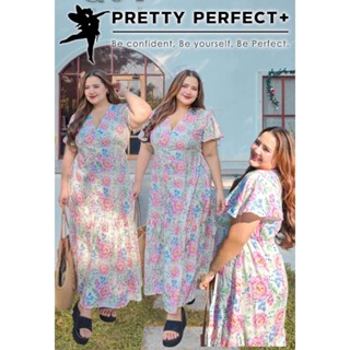 Pink Flower Maxi Dress เดรสลายดอกไม้สีหวานแต่งกระดุมมุข อก 3…