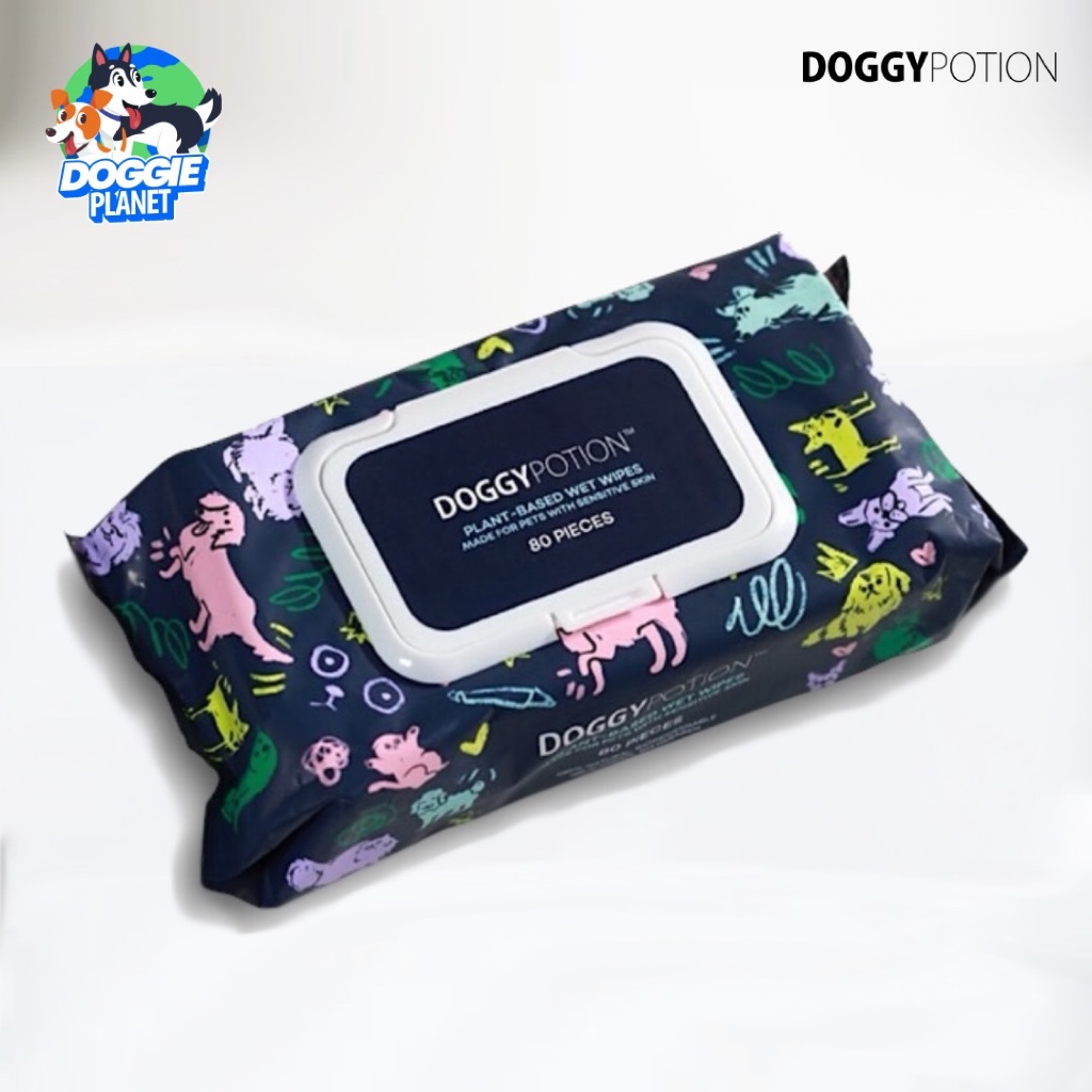 Doggy Potion Biodegradable Wet Wipes ทิชชู่เปียกสัตว์เลี้ยง ดับกลิ่น ย่อยสลายได้ 80 แผ่น