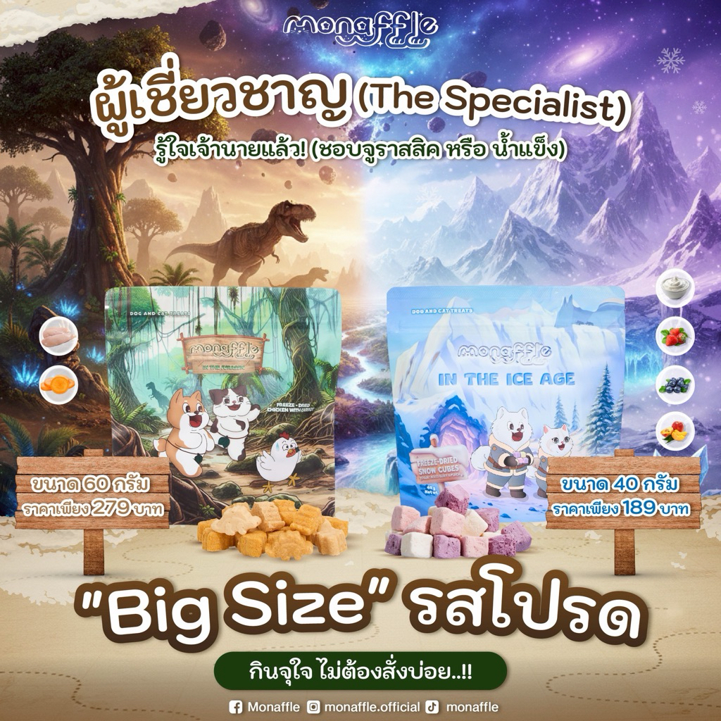 ภารกิจแก๊งค์นักสำรวจ | ตั๋วข้ามเวลา(ขนมฟรีซดราย) สำหรับสุนัขและแมว, monaffle Dog and Cat Treats