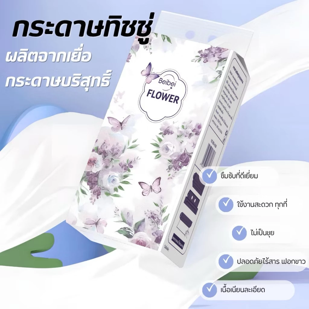 [ 8หิ้ว ]  ทิชชู่แบบดึงแขวนได้  หนานุ่ม ไม่ยุ่ยง่าย กระดาษทิชชู่เช็คหน้าได้ กระดาษชำระ thumbnail 3