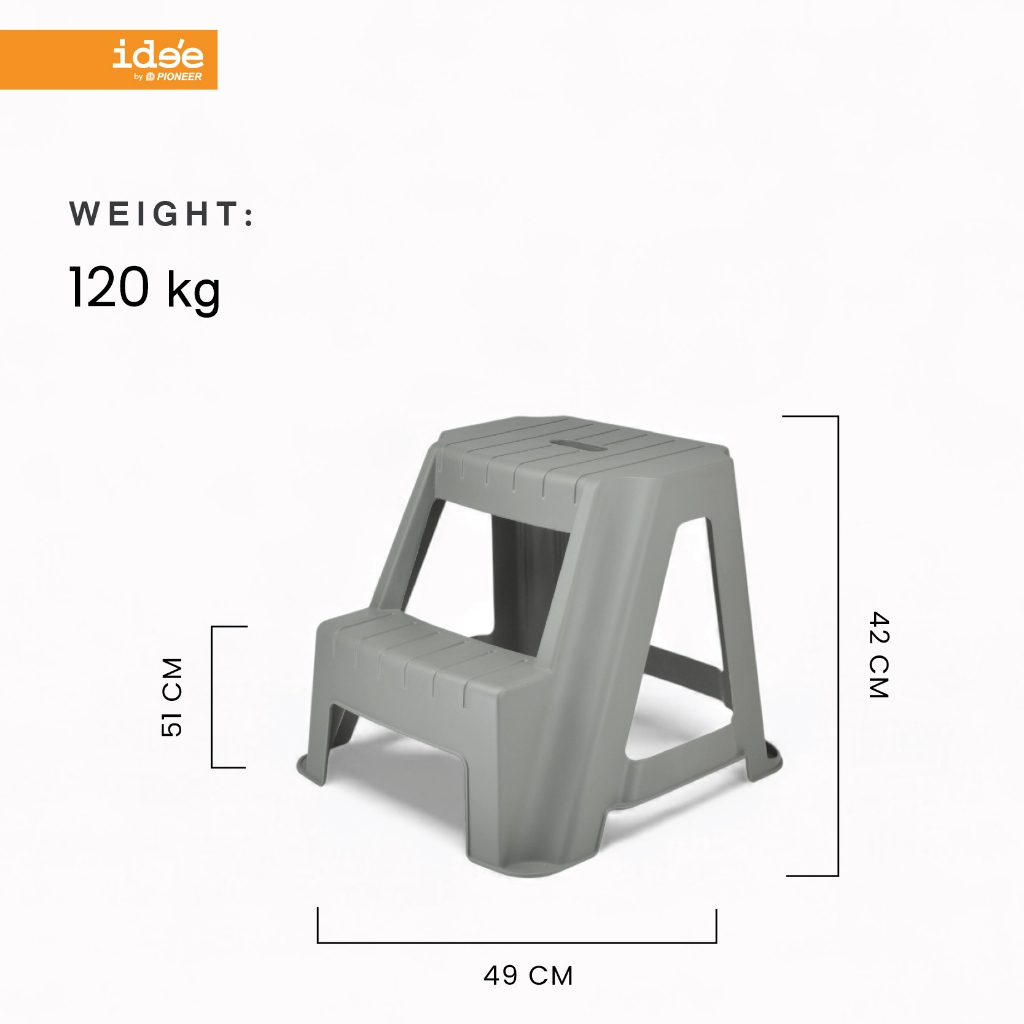 ide'e [1 PC] เก้าอี้บันได 2 ขั้น รับน้ำหนักได้ 120กก  มีที่จับง่ายต่อเคลื่อนย้าย PN9140 รูปที่ 5