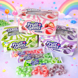 เยลลี่ fruit gems เยลลี่เคลือบน้ำตาล ผลไม้ มี 3 รส 1 กล่อง 30 ชิ้น