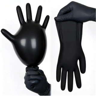 ถุงมือสำหรับใช้กับอาหาร ถุงมือไวนิลไนไตรล์สีดำ ถุงมือทำความสะอาดแบบใช้แล้วทิ้ง