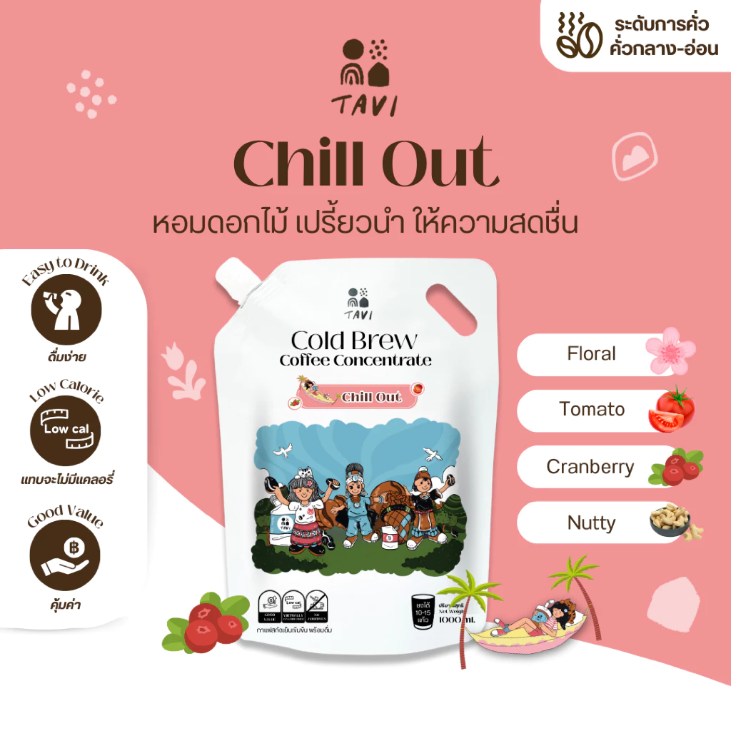 TAVI Cold Brew Concentrate Coffee กาแฟสกัดเย็นเข้มข้น Chill Out คั่วกลางอ่อน เวียดนาม (ส่งฟรีส่งด่วน)