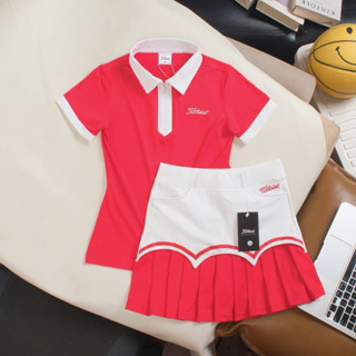 ชุดตีกอล์ฟผู้หญิง เสื้อคอปกแขนสั้น กระโปรงมีซับในขาสั้น Set …