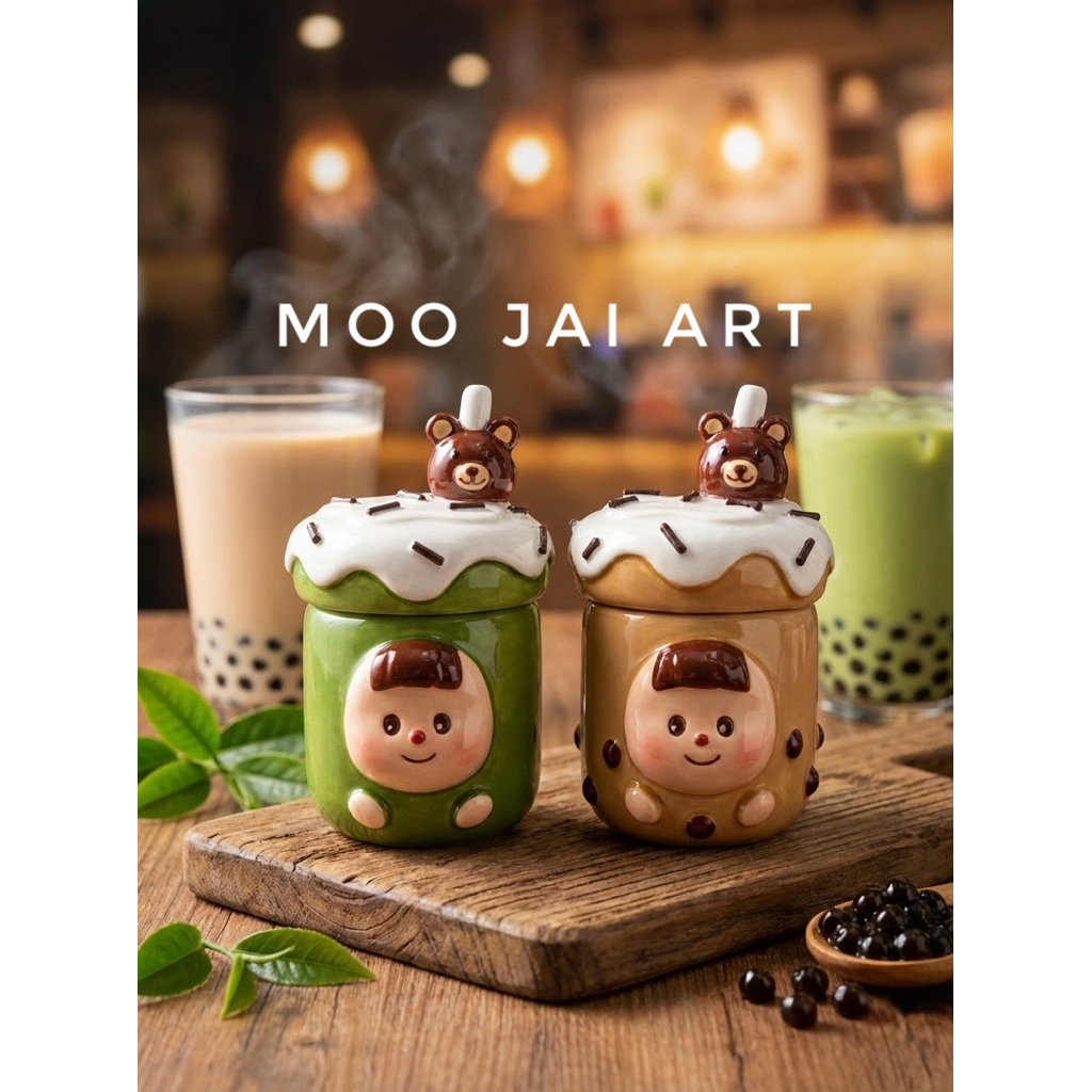 ยาดม ลายน้องชานมไข่มุก  ชาเขียว (เคส)
