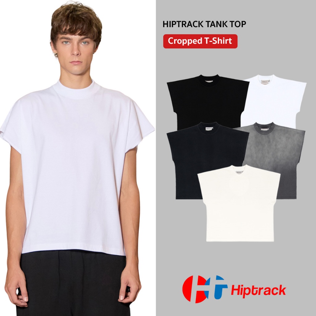 Hiptrack™ แท้งค์ ท็อป เสื้อทรงโอเวอร์ไซส์ แขนตัด ชายเสื้อสั้น